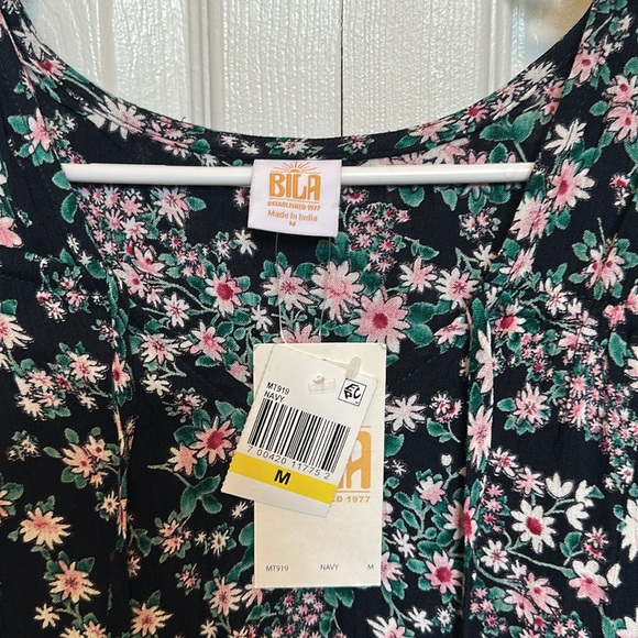 Bila Floral Print Tie Neck Sleeveless Tunic - Picture 4 of 4